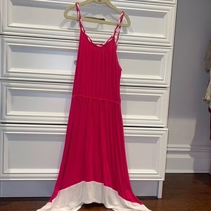 Pink and white, flowy, long dress!